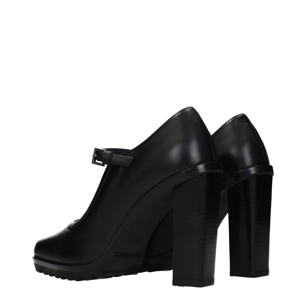 Thumbnail: Black Leather High Heel Pumps