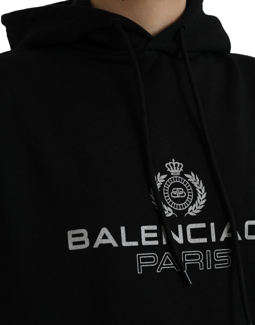 Thumbnail: Black Cotton Logo Hooded Pullover Sweatshirt Sweater