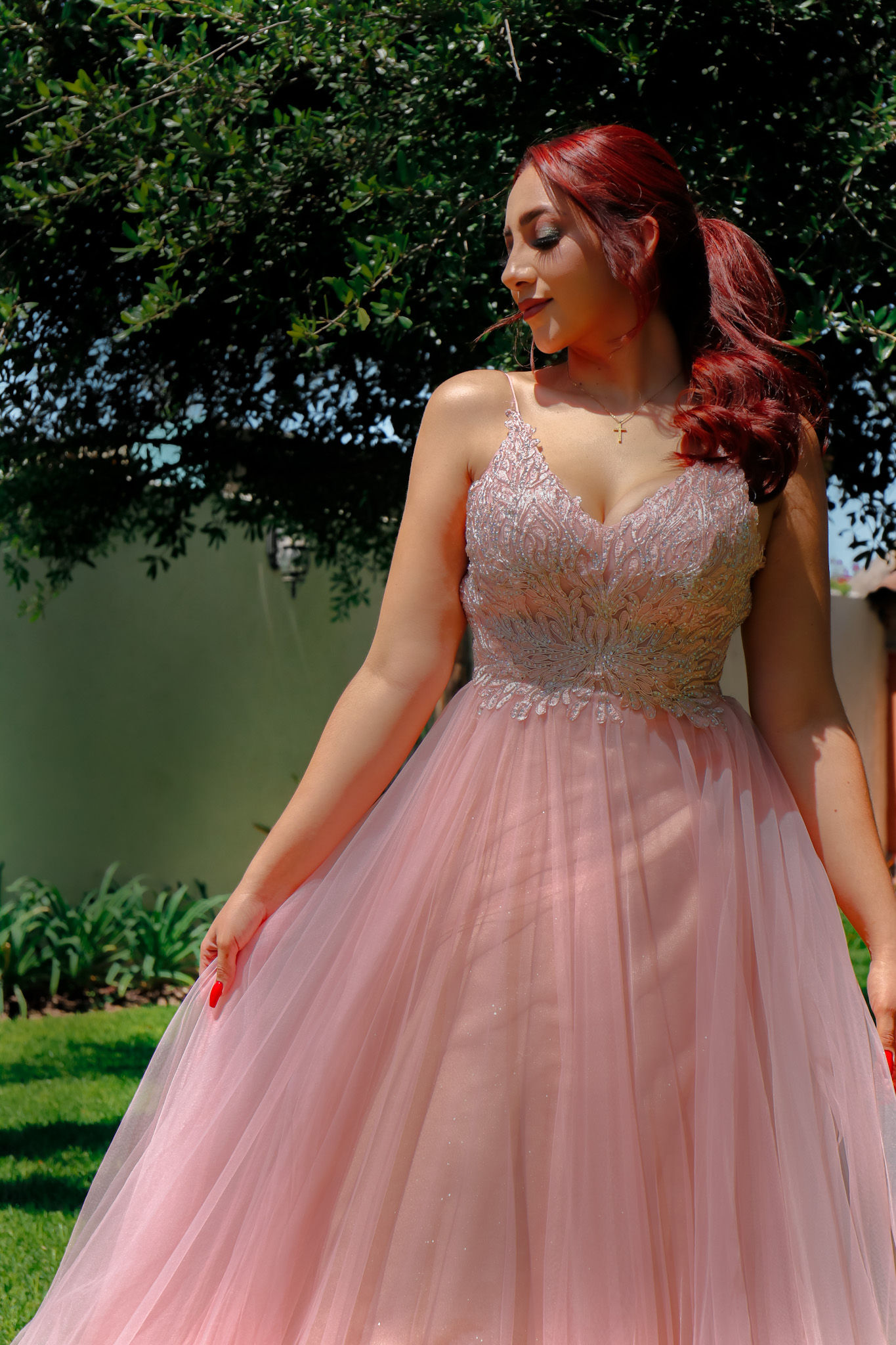 ENCAJE TOP FALDA TUL CON MALLA