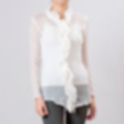 ポリ乳酸フリルブラウス　ロング　ホワイト