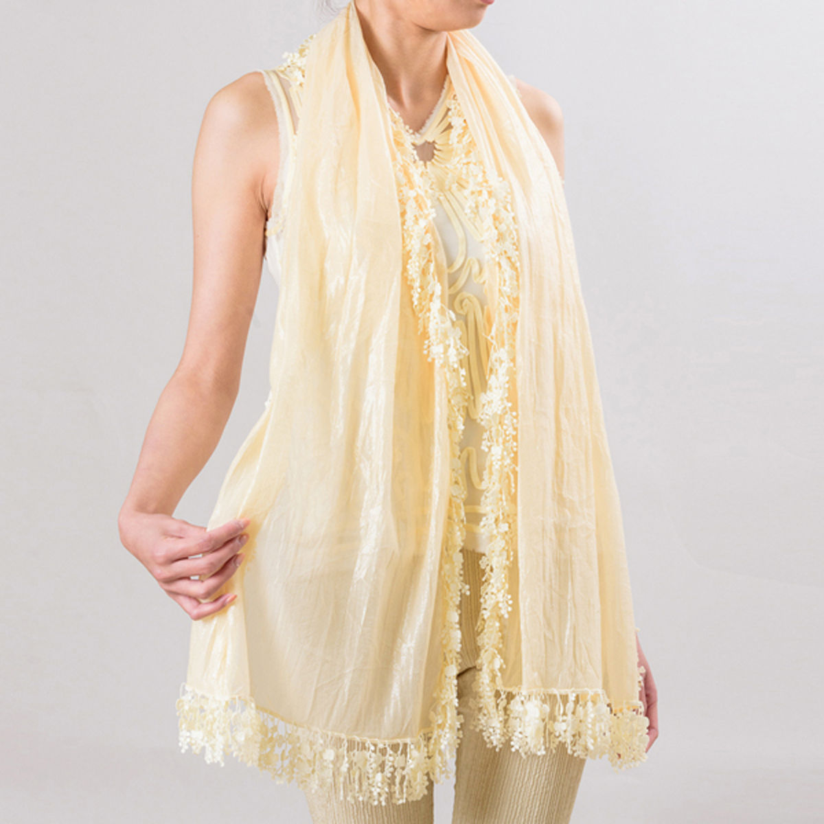 和紙＆シルク美人ストール　ベージュ