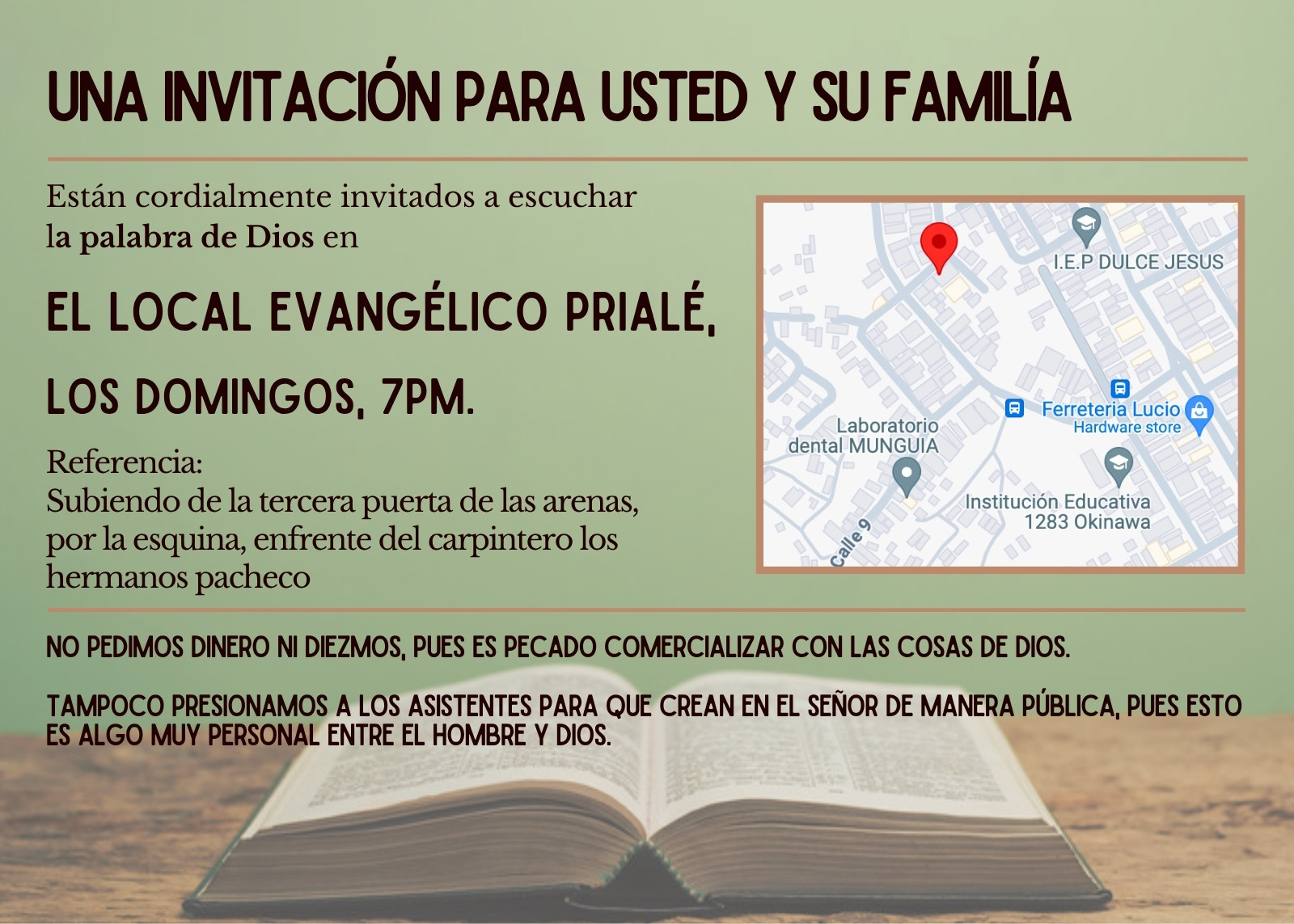 Vista previa de la invitación al Local Evangélico Prialé