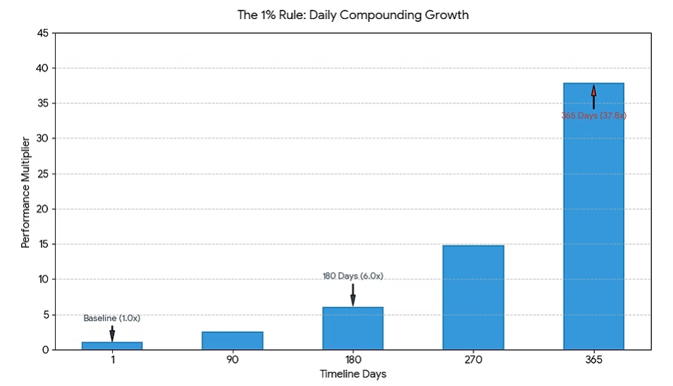 This chart compares flat savings to compound growth over 30 years. The flat savings line rises steadily and ends at about $190K, while the compound growth line curves upward sharply, reaching roughly $637K. Starting from the same $10,000 baseline, the image shows how compound interest dramatically accelerates wealth over time.