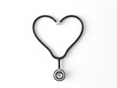 A symbolic image of a stethoscope looped to form a heart shape, with a subtle, glowing digital data stream flowing through it, representing the integration of technology and compassionate care.