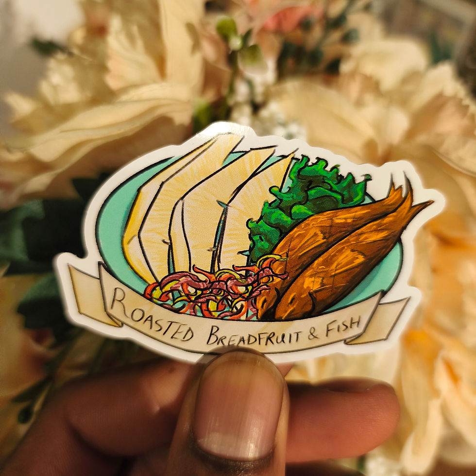 Thumbnail: Carnival Time Caribbean Food Stickers: Water Resistant Sticker Set of 8