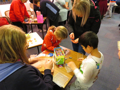 Young people making crafts