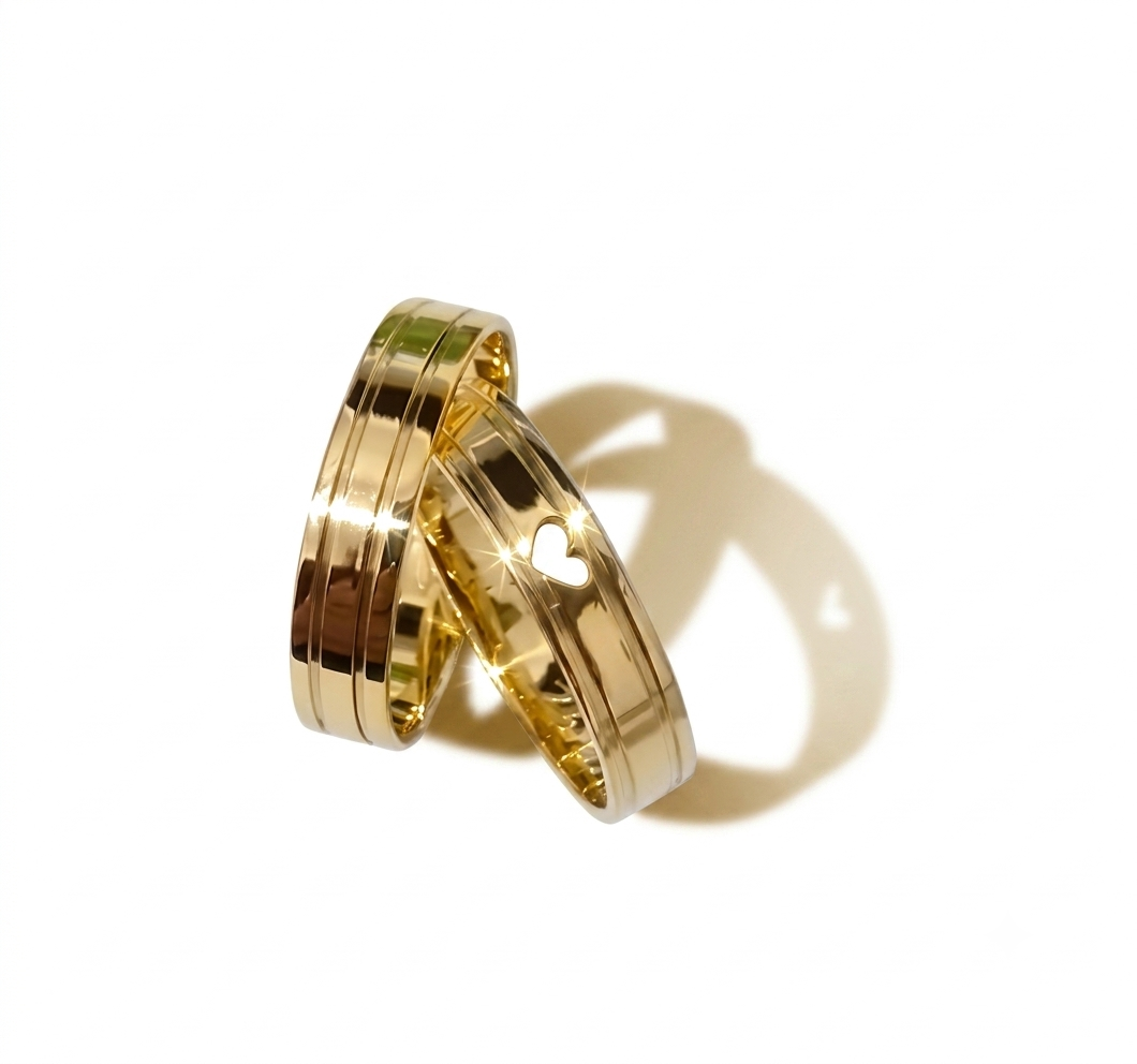 Par/ouro 18 k/  4 mm ,6 g/ coração vazado