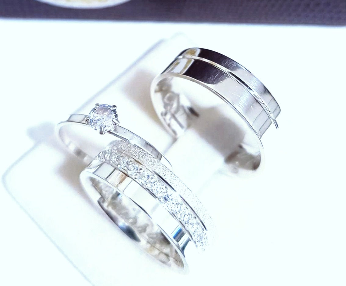 Par/prata 950/8mm com anel