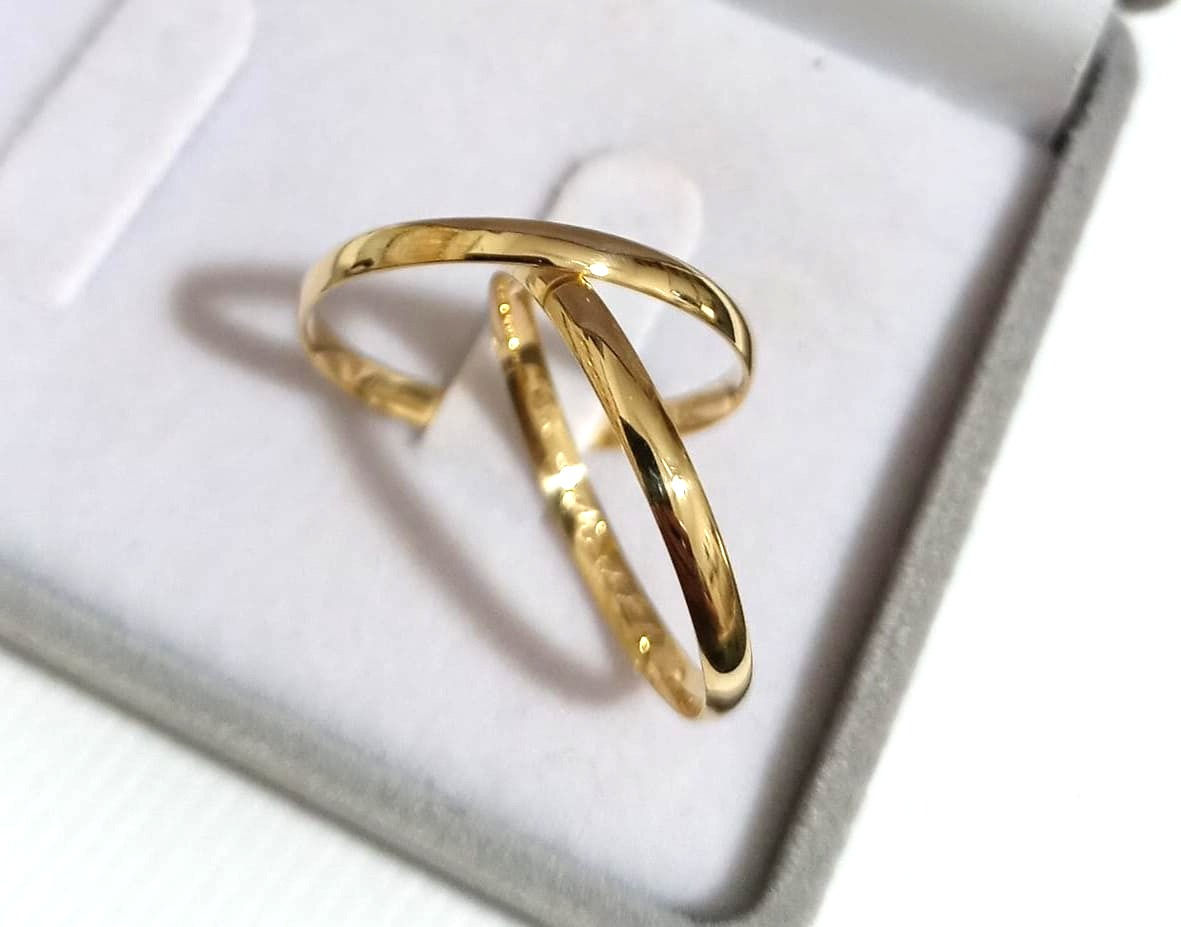 Par /ouro 10k /2 mm abaulada