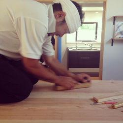 カウンター天板調整