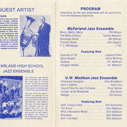UW-McFarland HS Bands Jazz Ensemble Concert with Rich Matteson 1973-03-28 Program inside
