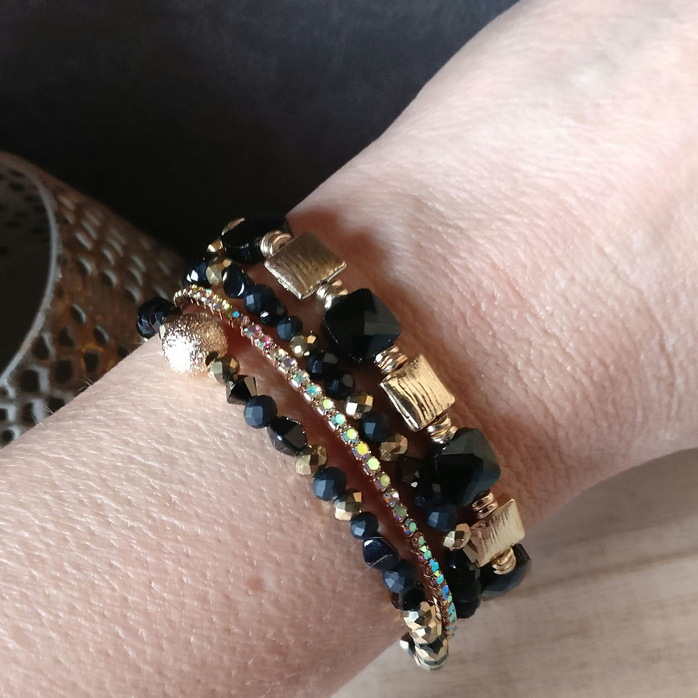 Thumbnail: Armbandsetje vierkantjes zwart