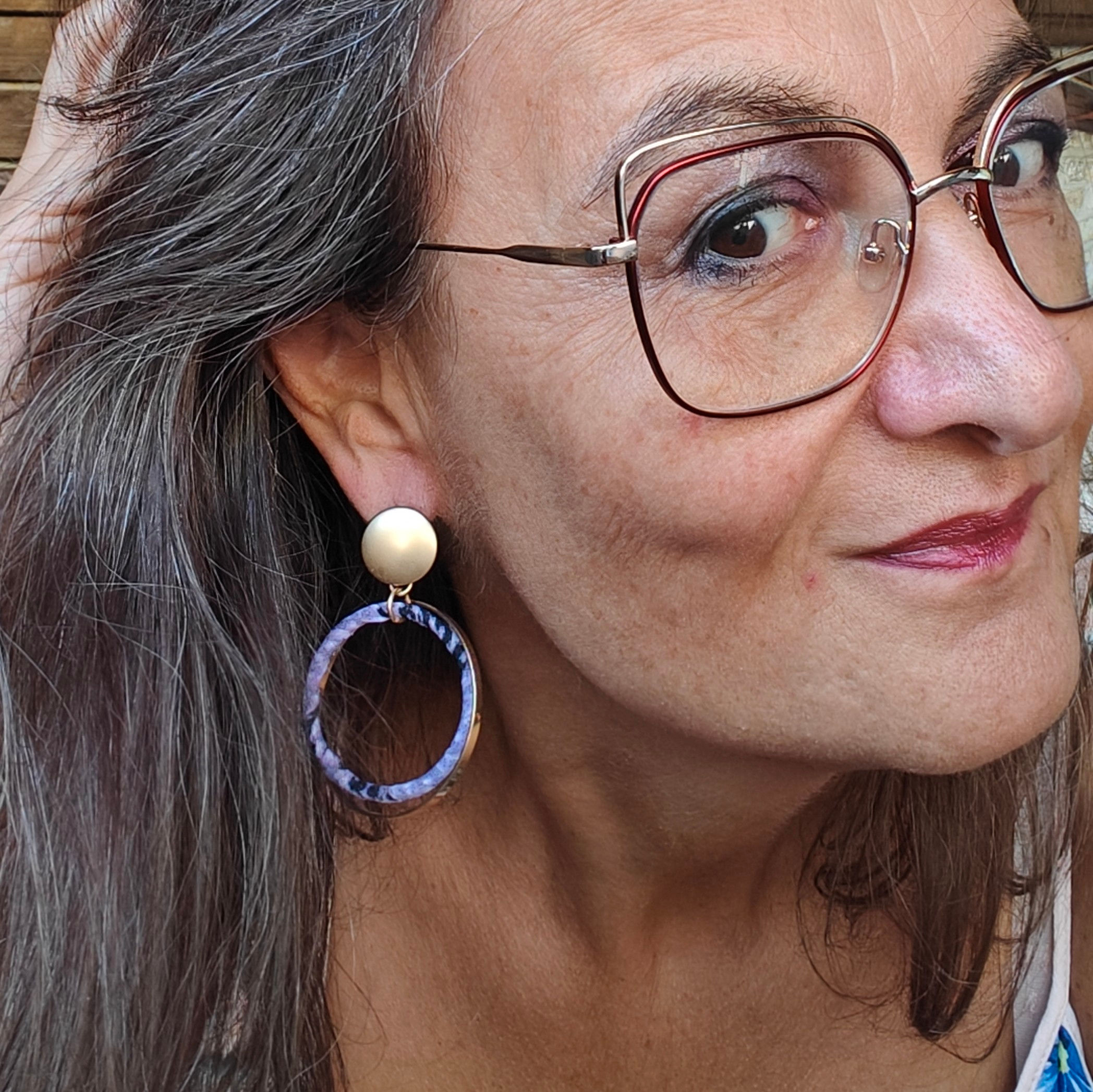 Oorbel dierenprint paars