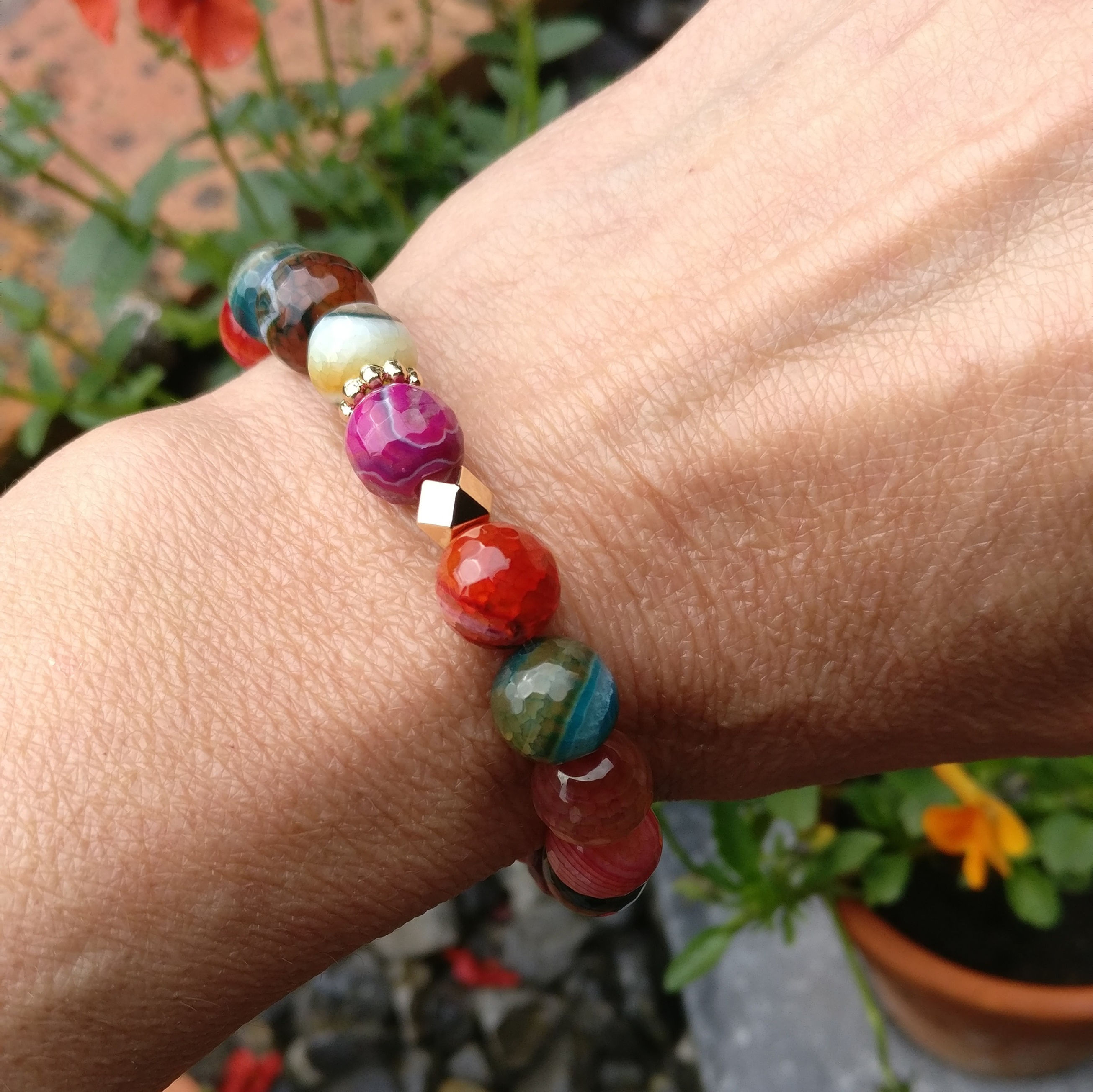 Armband edelstenen agaat mix color