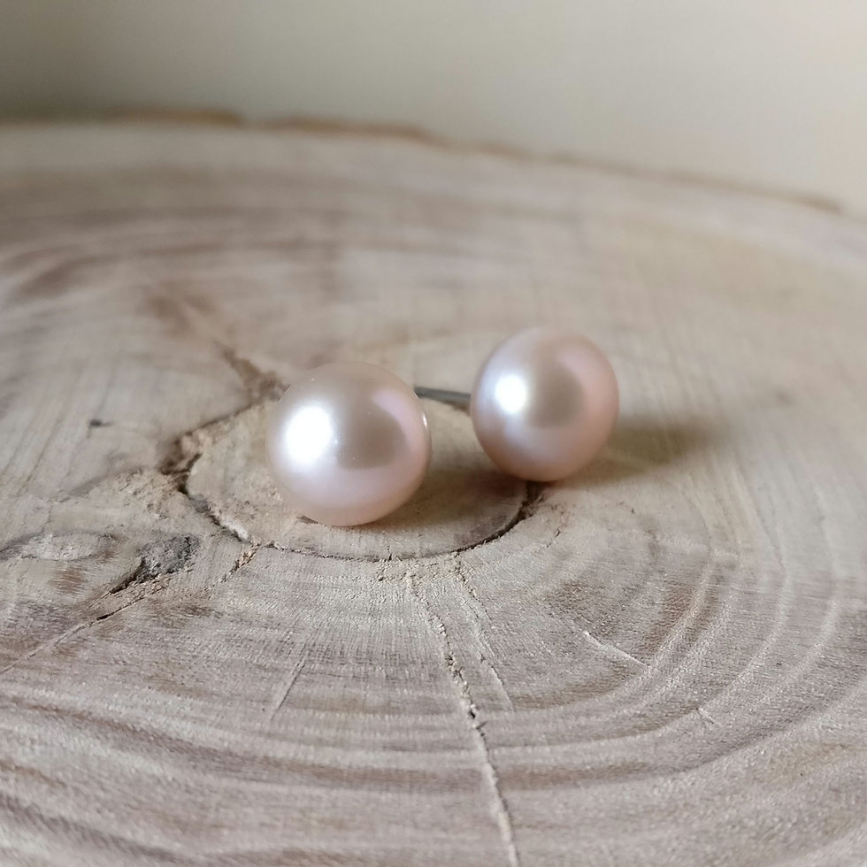 Thumbnail: Oorknop parel 10mm wit, roze en lichtgrijs