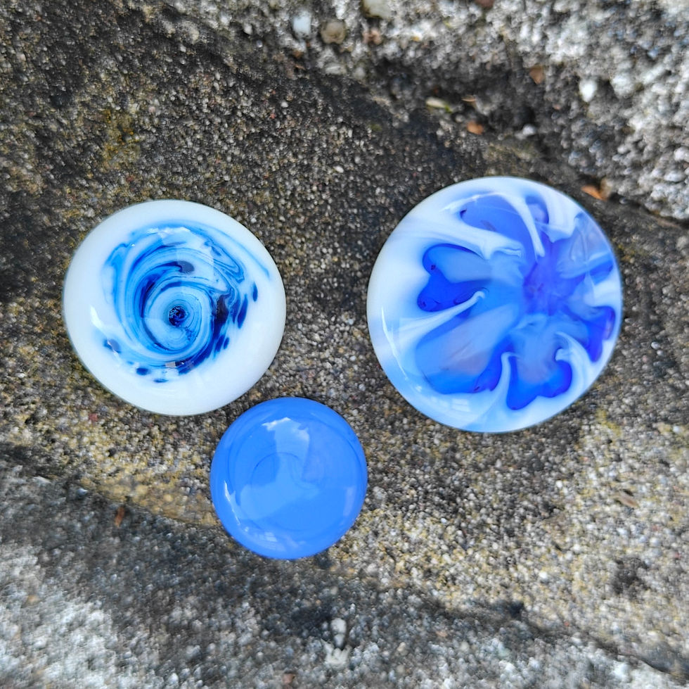 Thumbnail: Glastop vol wit-blauw 28mm (zonder ring)