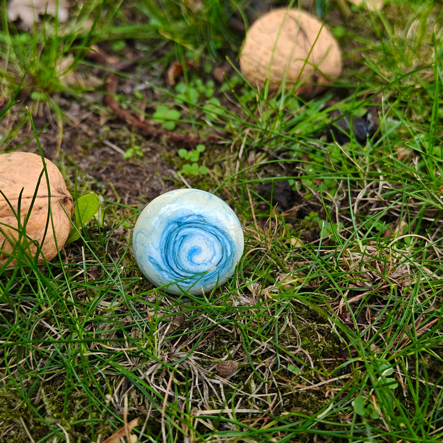 Glastop vol jeansblauw 25mm (zonder ring)