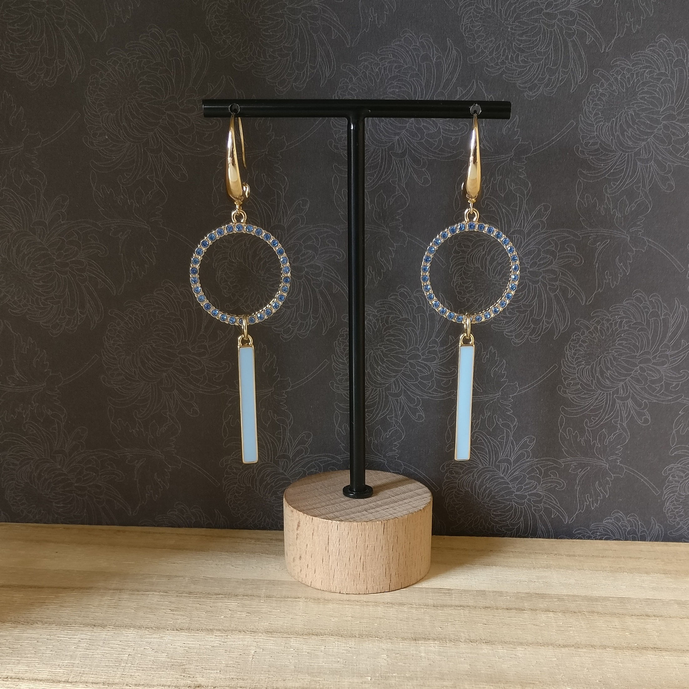 Oorbel email/crystal blauw