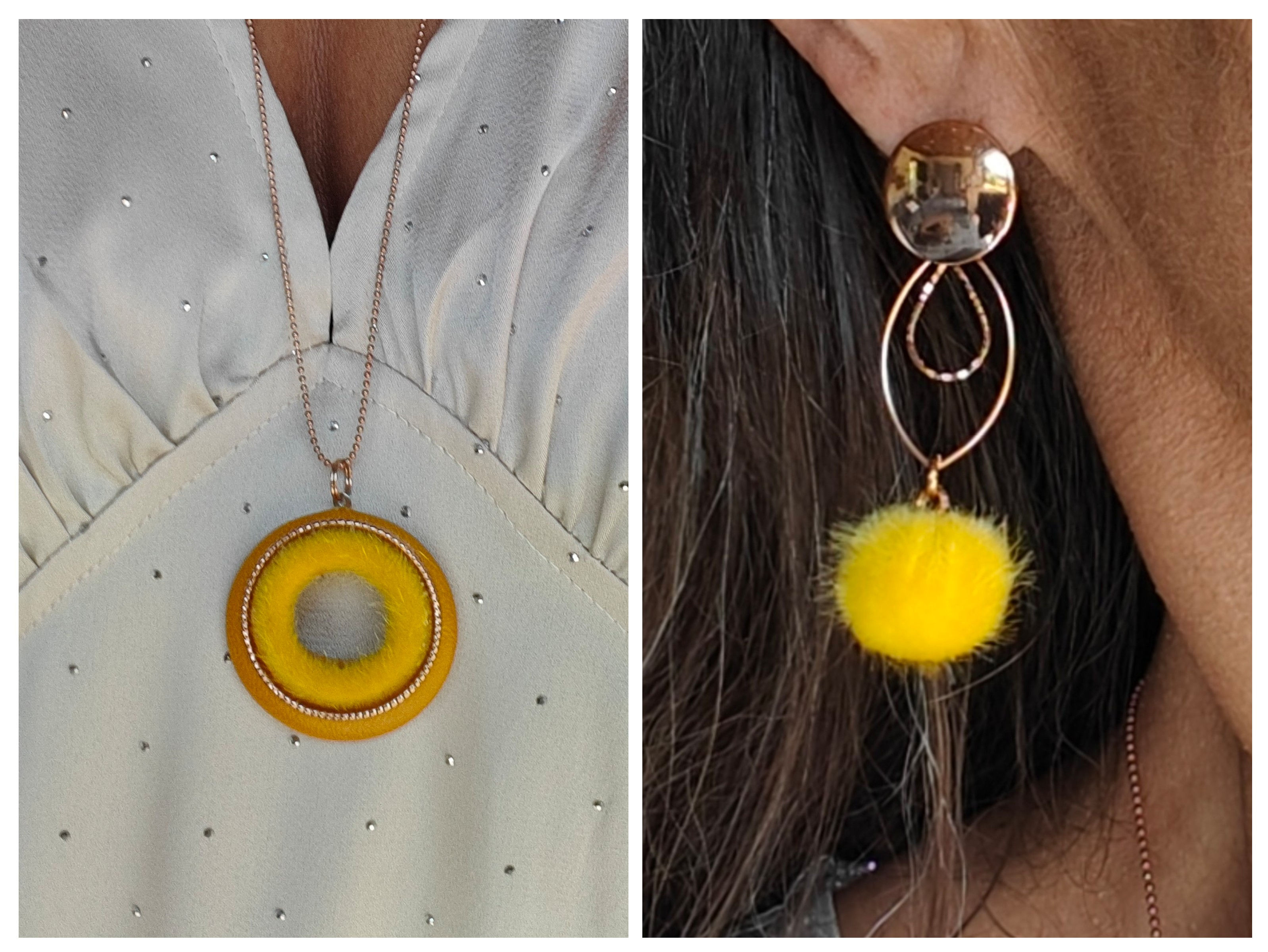 Set oker: ketting + oorbellen rosé goud