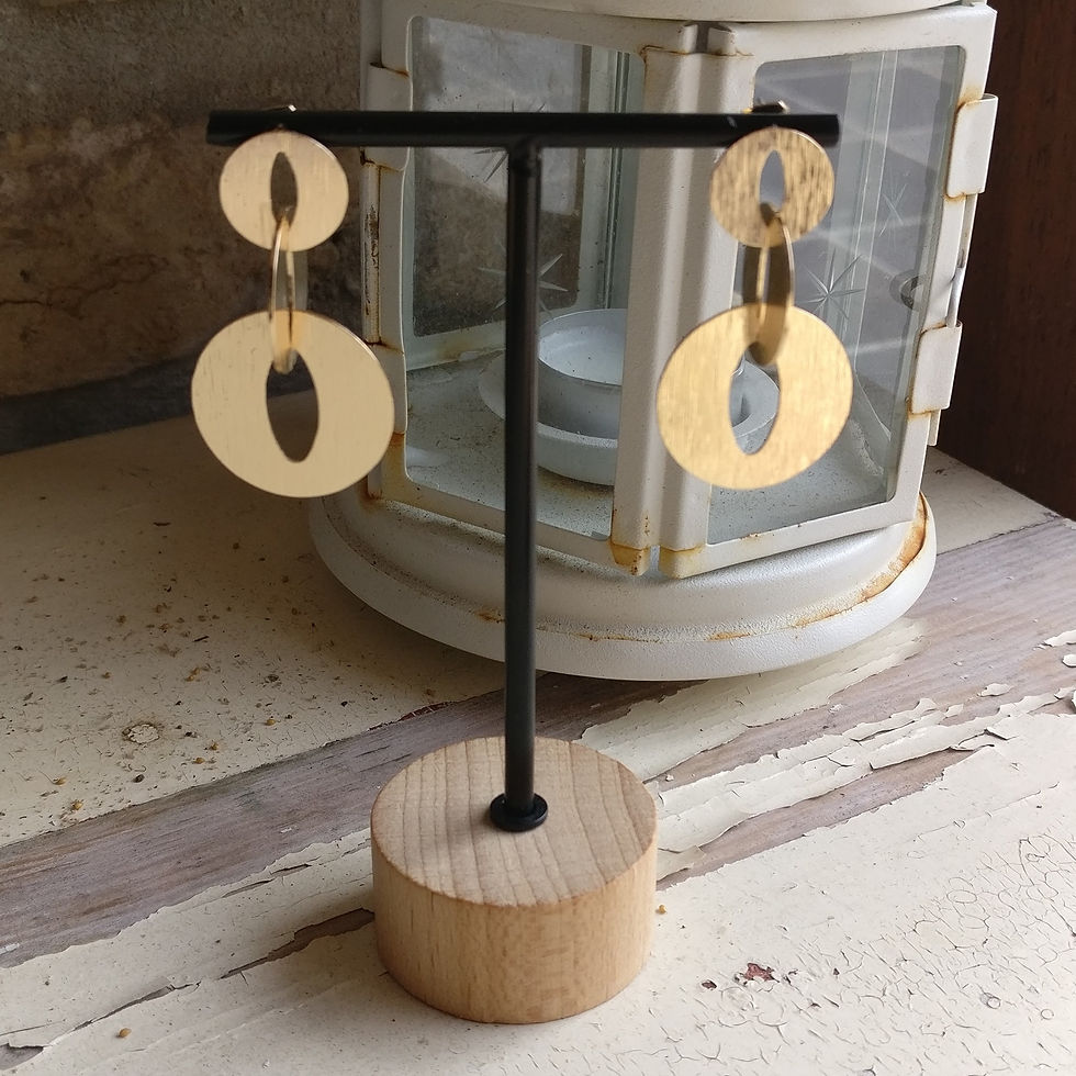 Thumbnail: Oorbel ellips dubbel geborsteld goud