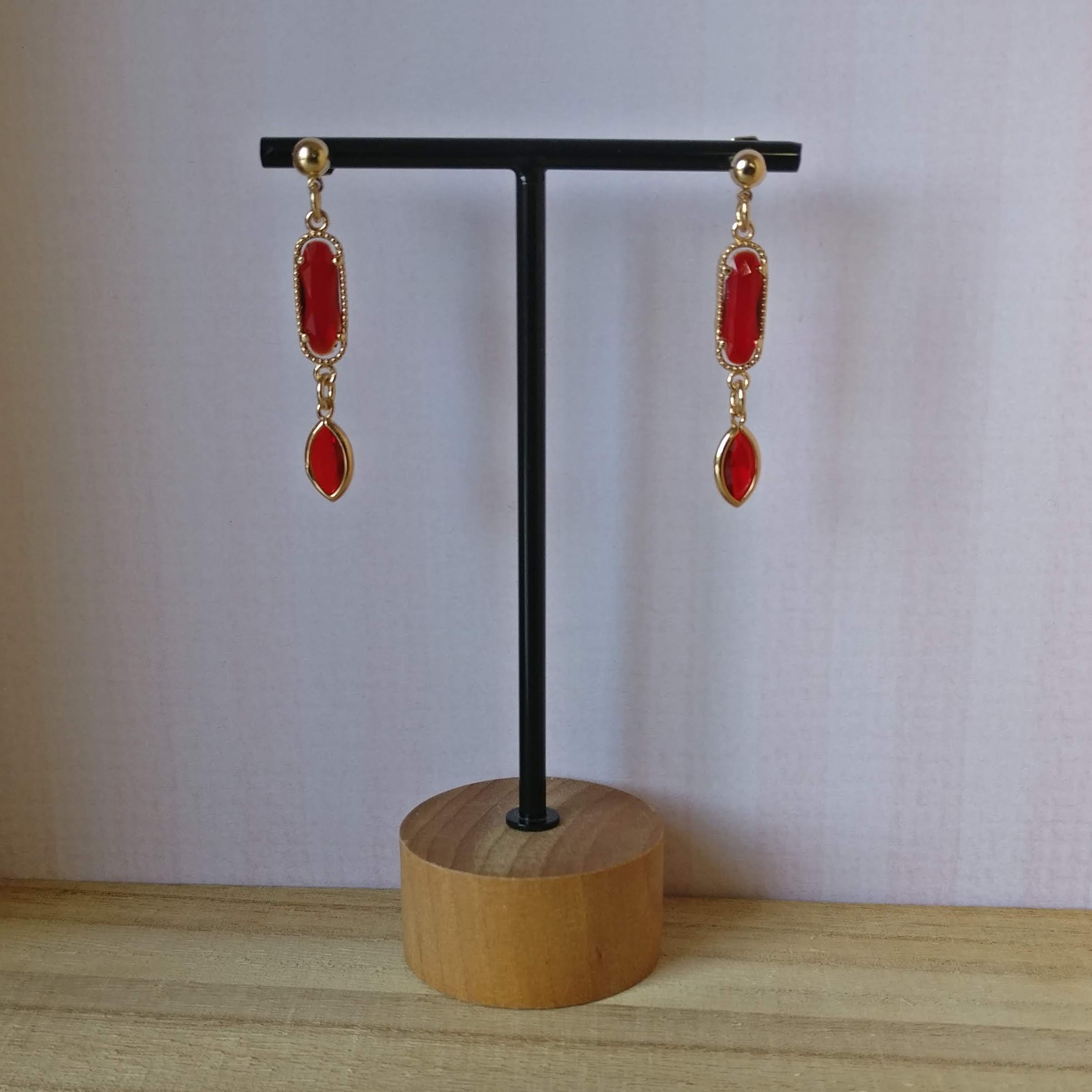 Oorbel crystal/felrood