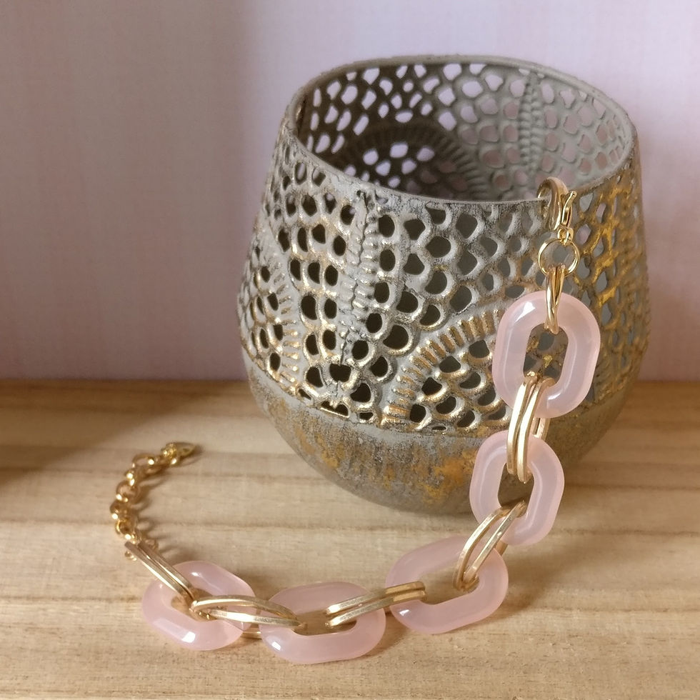 Thumbnail: Armband acryl ovalen schakels poederroze