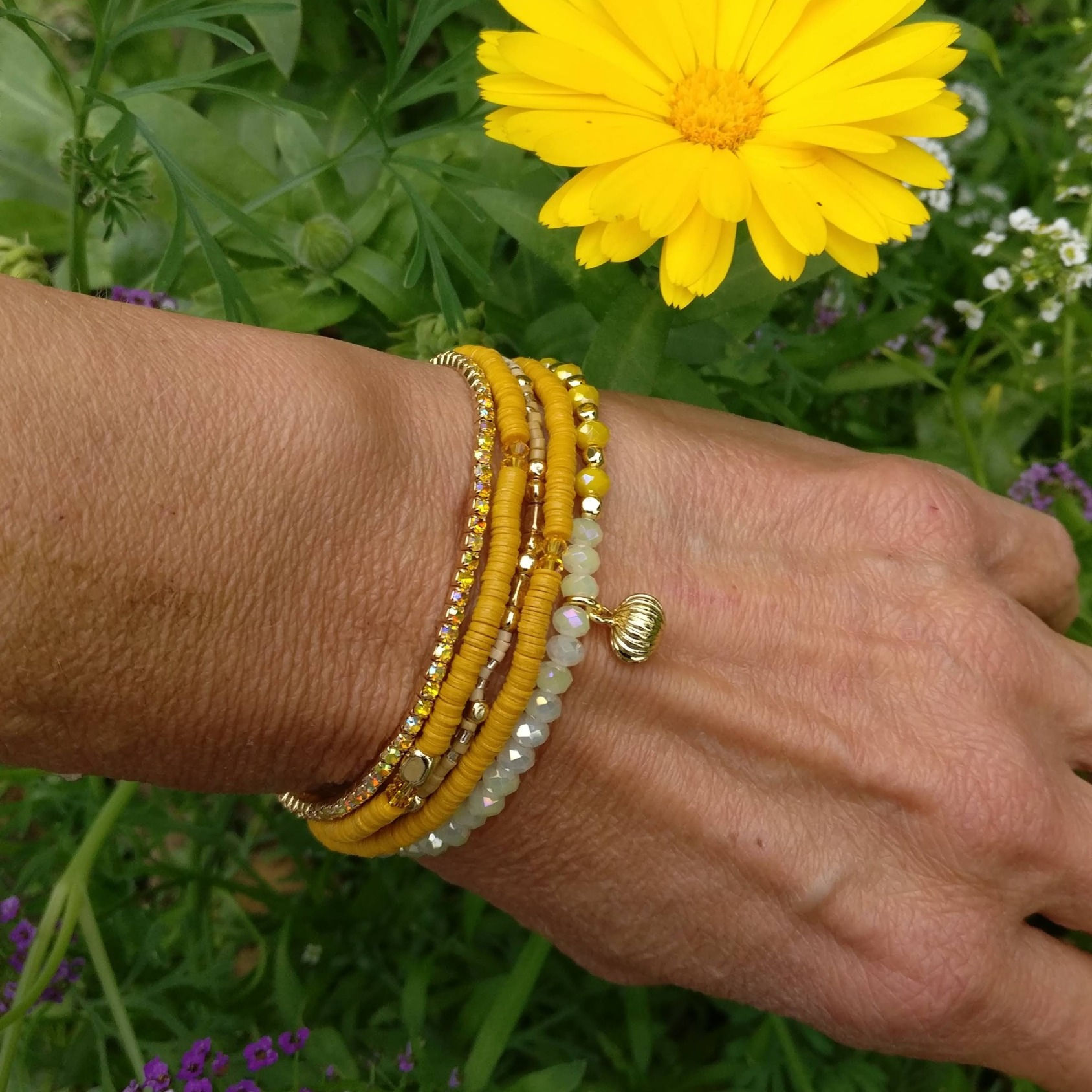 Armbandsetje oker/geel