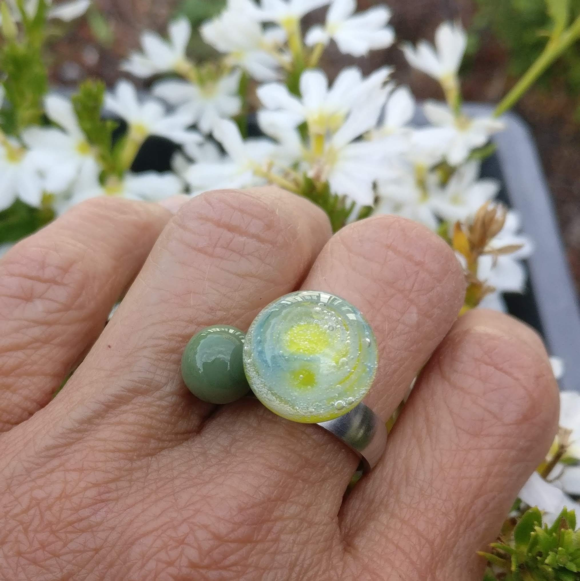 Combi anemoon + knikker voor de dubbele schroefring (zonder ring)