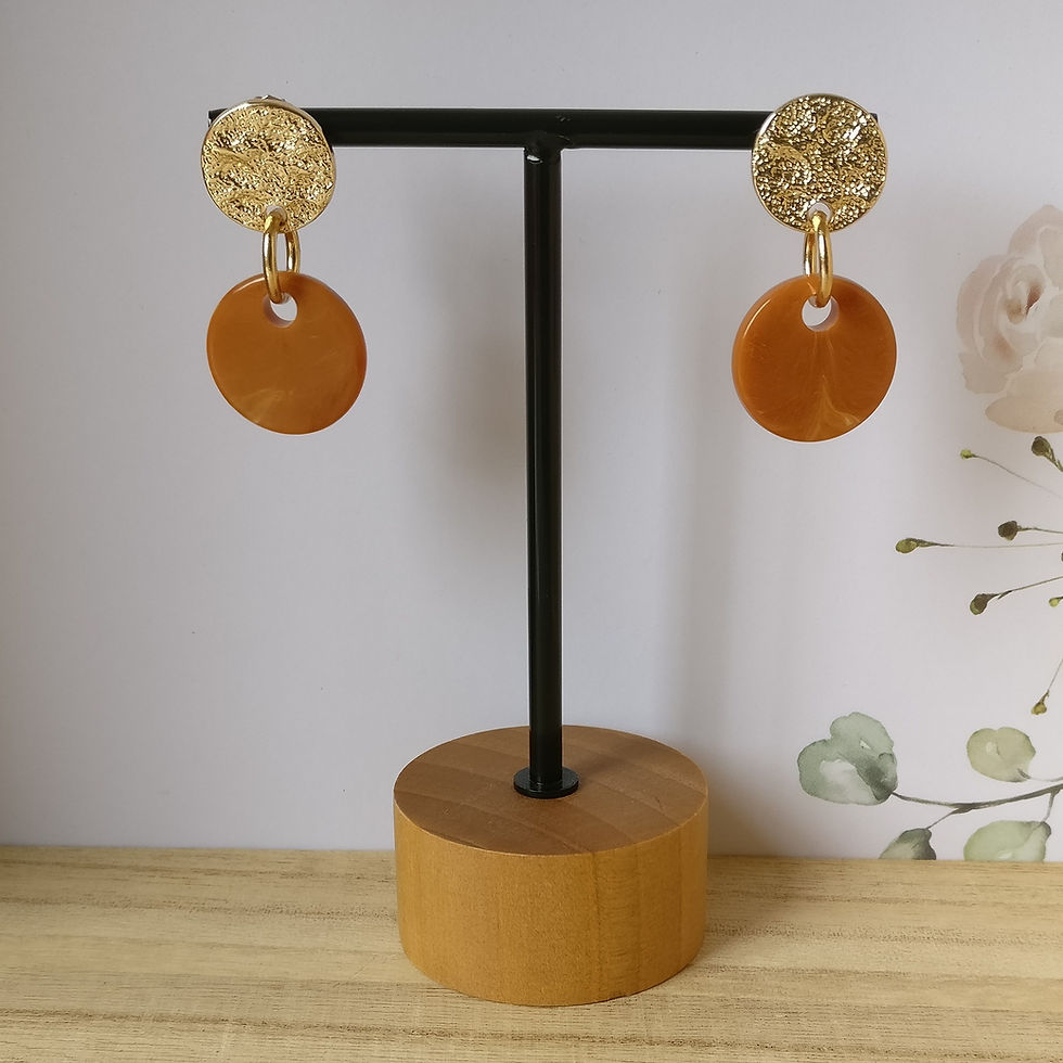 Thumbnail: Oorbel goud acryl schijfje
