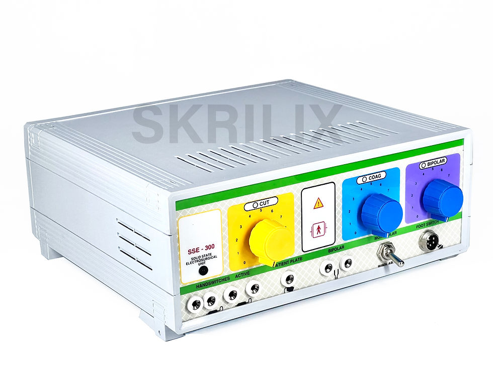 Thumbnail: Image of a 300W Electrosurgical Generator, showcasing its robust build and control panel, designed for precise cutting and coagulation in surgical procedures, providing reliable energy output and versatility in medical environments.