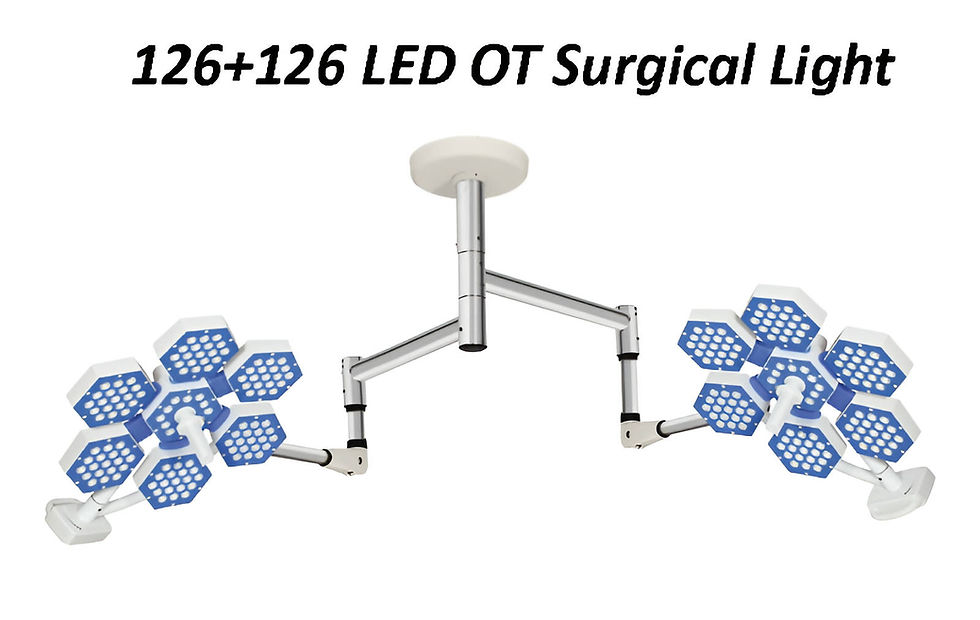 Miniature : High-resolution image of a Double Dome LED OT Light, showcasing its advanced LED technology and dual-dome structure, designed to deliver bright, even light with minimal shadows, improving visibility and accuracy during complex surgical operations.