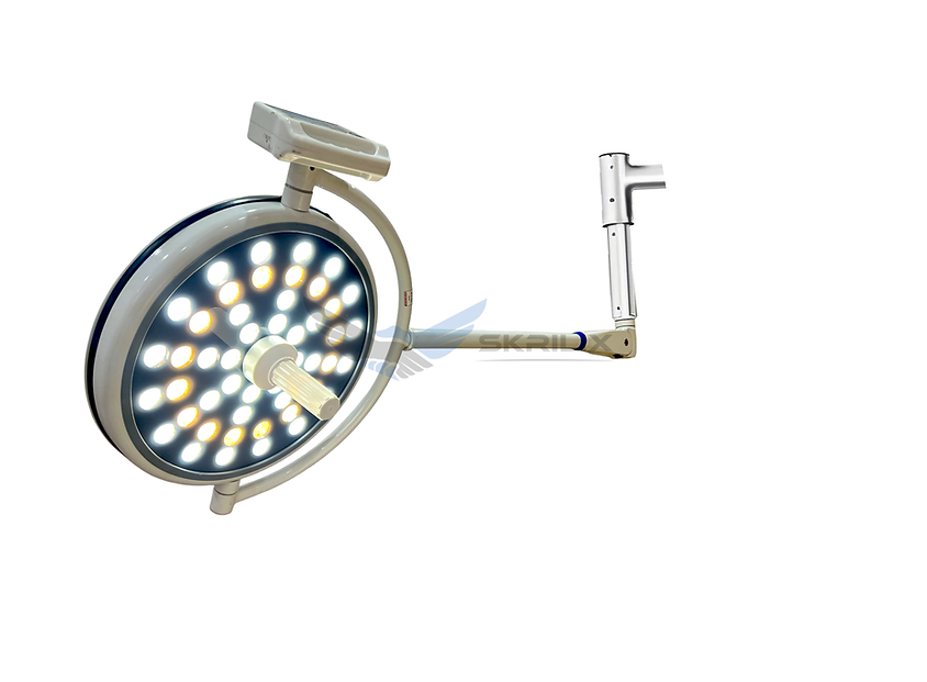Bright LED OT lights illuminating a surgical room, providing optimal visibility for surgeons during procedures.