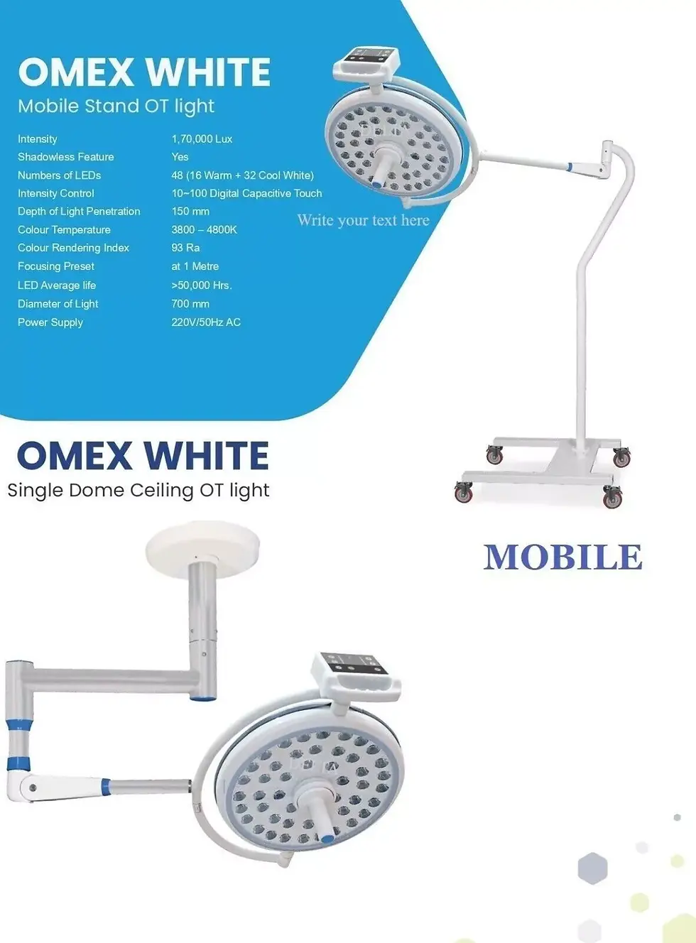 Thumbnail: High-quality image of a Ceiling LED OT Light, showcasing its sleek design and advanced LED technology, providing bright and even illumination for surgical procedures, mounted securely on the ceiling for optimal lighting and minimal shadows in the operating room.