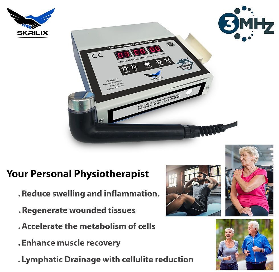 Thumbnail: Close-up image of a 3 MHz Ultrasound Therapy Machine, featuring its advanced control panel and sleek design, designed for delivering high-frequency ultrasound waves to target superficial and deep tissue conditions for enhanced therapeutic outcomes.