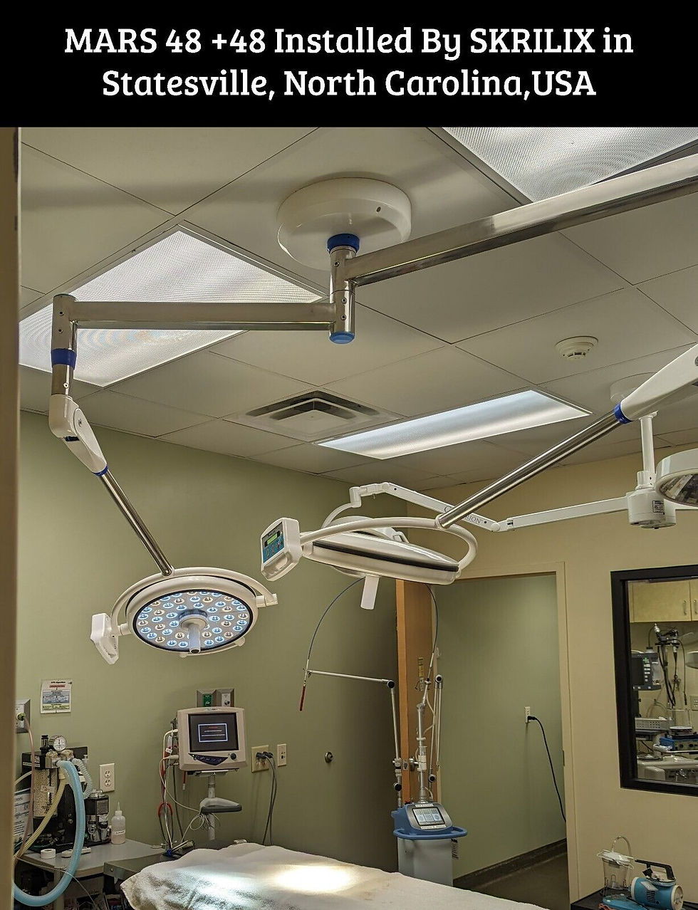 थंबनेल: Detailed image of a Double Dome LED OT Light, showcasing its dual-dome configuration and adjustable settings, designed to deliver consistent, bright lighting with minimal shadows, improving accuracy and efficiency in the operating room.