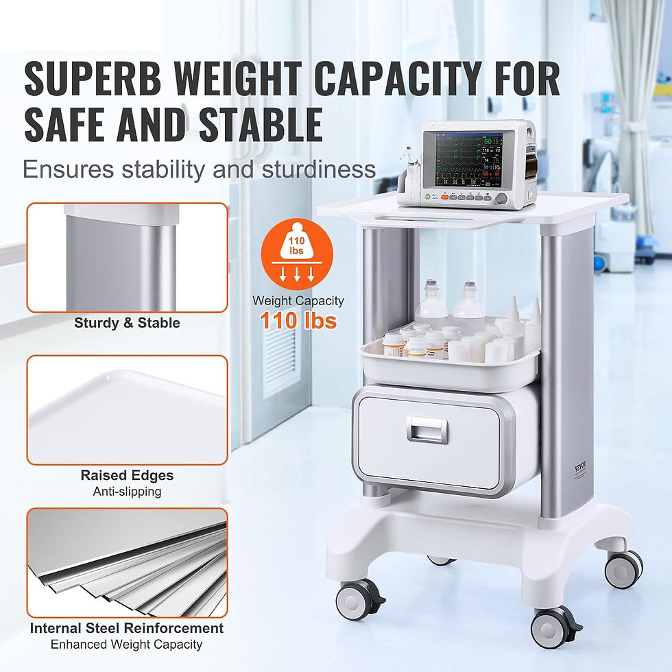 Miniaturbild: SKRILIX Medical Equipment Trolley with Drawer & Wheels | Hospital Utility Cart
