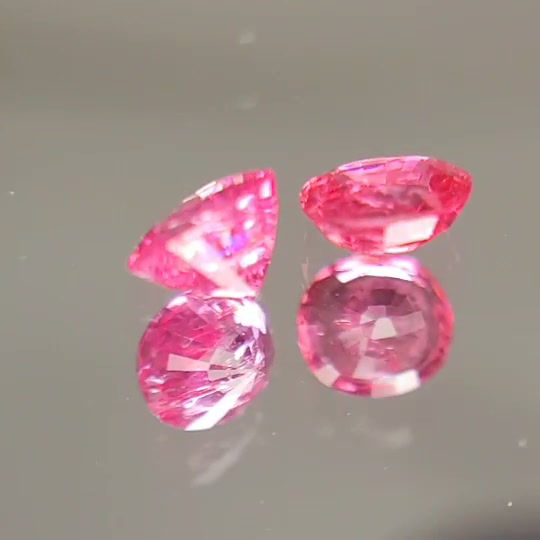 Natural Mahenge Spinel pair 5.5 x 5  Neon Red pink oval unheated
