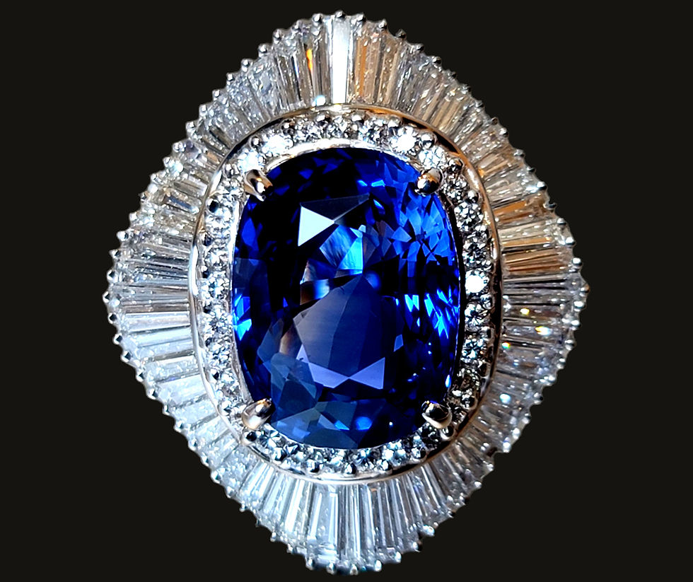 Thumbnail: GRS Certified 15 Carat Vivid Blue Ceylon Sapphire & Diamond Ring in Platinum | Elite Investment-Grade Gemstone