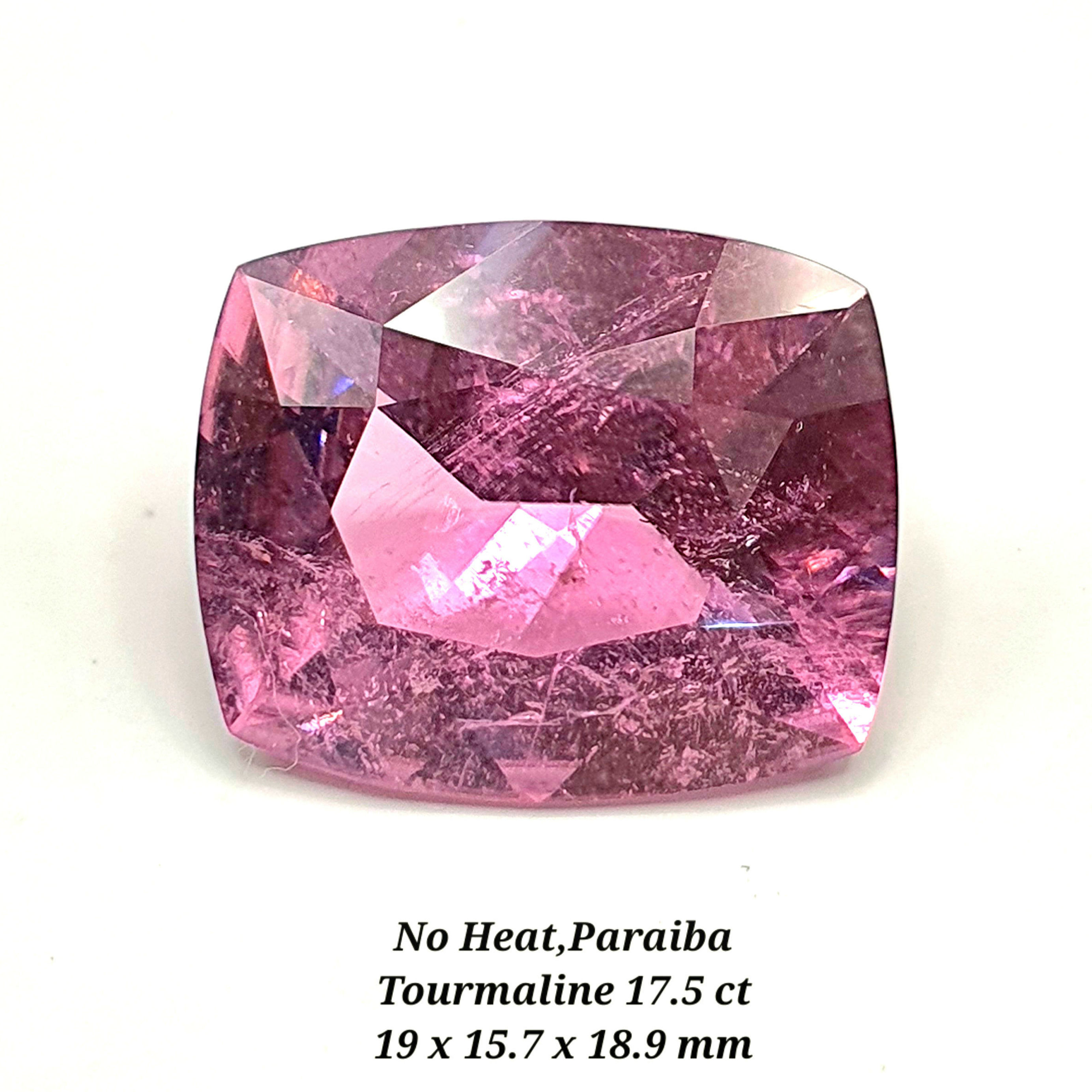 17.5ct 19x15.7 Natural Paraiba Tourmaline unheated purple pink cushion Mozambiq