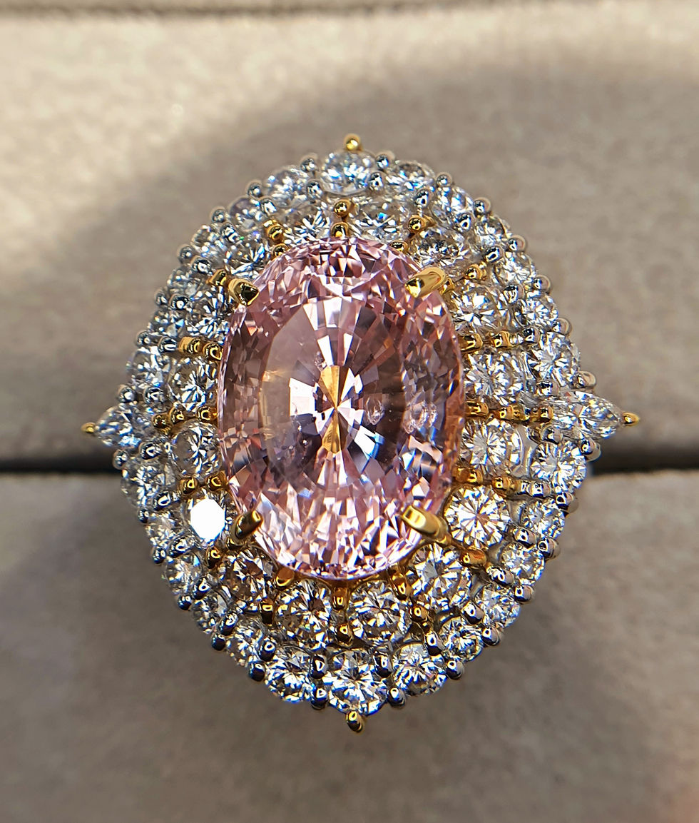 Miniatura: Exquisite 15.65 Ct No-Heat Natural Ceylon Padparadscha Sapphire Diamond Ring