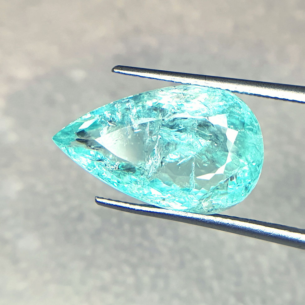 الصورة المصغرة: 11.45 ct Certified Paraiba Tourmaline - Neon Blue-Green, Pear Shape  great price