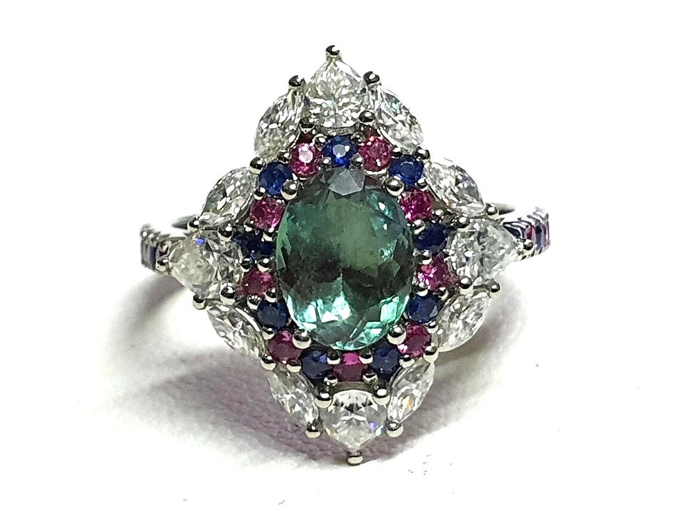 Thumbnail: Rare 1.36 Cts Natural Alexandrite diamond ring made in Platinum pt900