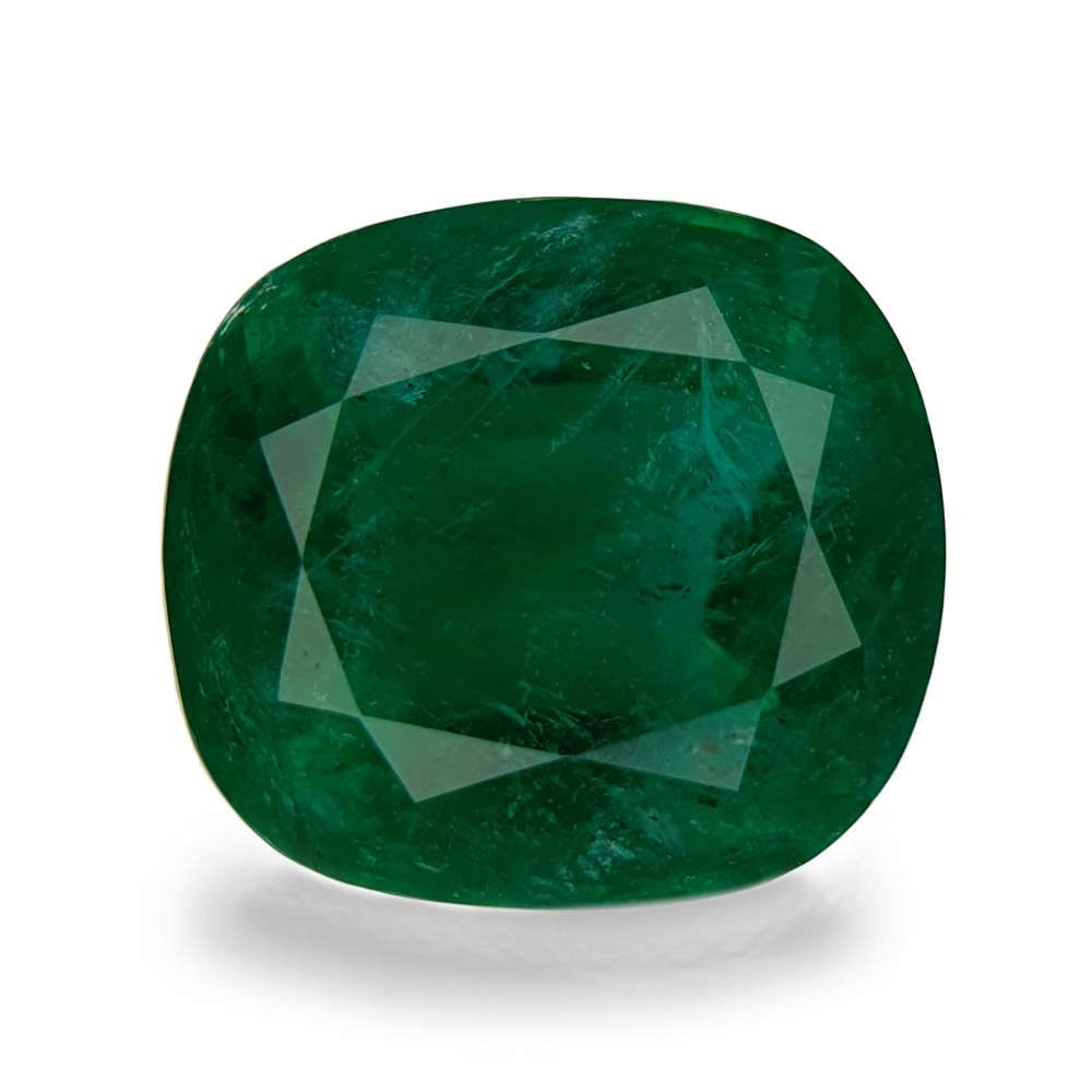 11.40 Ct GIA Certified Natural Emerald vivid green Cushion Cut minor from Zambia