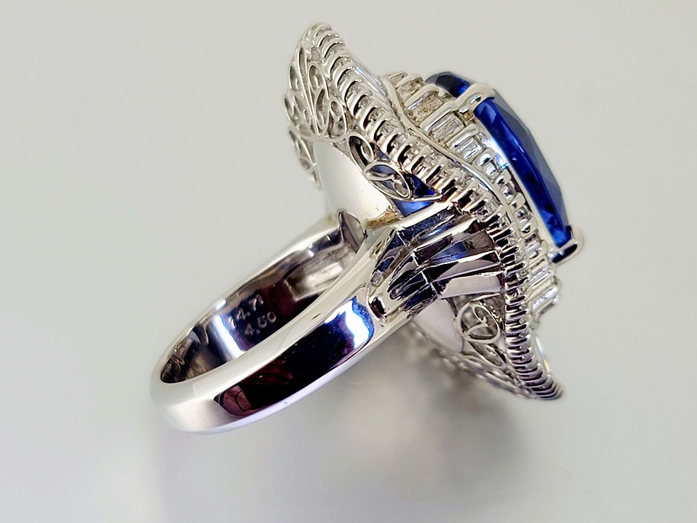 Thumbnail: GRS Certified 19 Ct Vivid Blue Sapphire & Diamond Ring in Platinum | Elite Auction-Grade Gem | AlifGems | Worldwide Shipping
