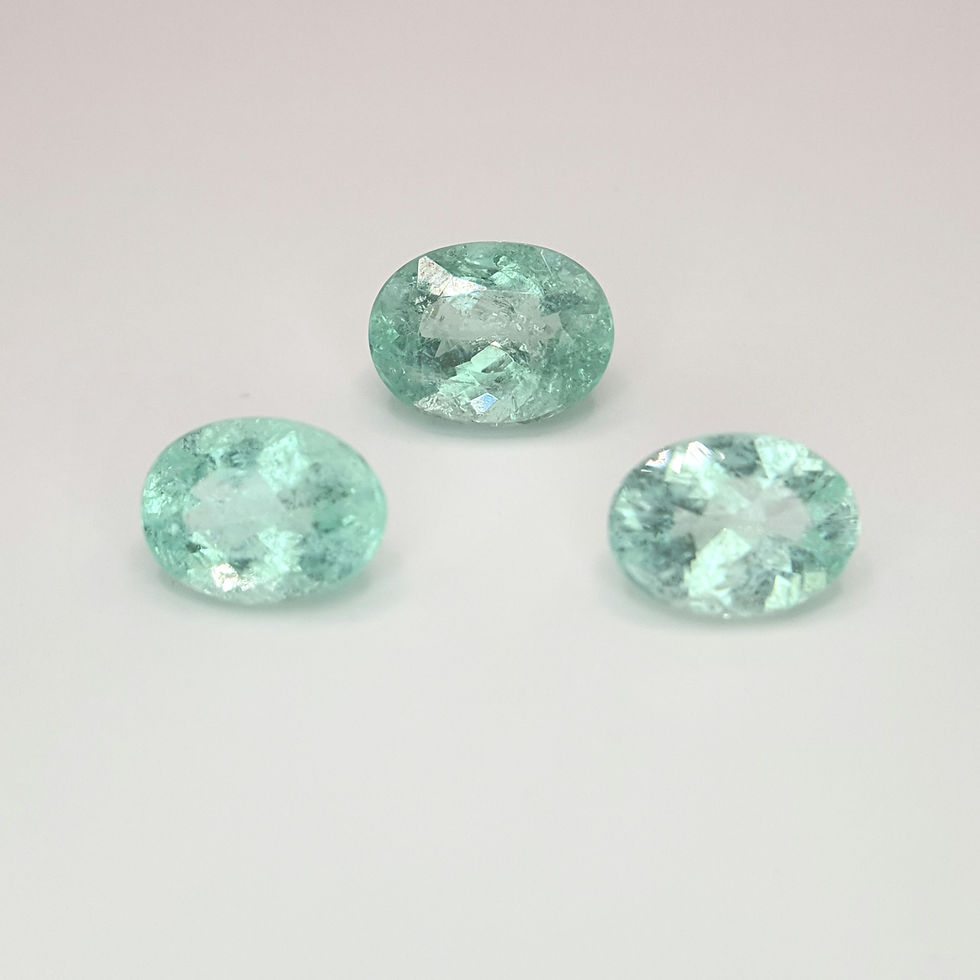 Thumbnail: Natural Paraiba Tourmaline 3.70 ct, 3 Pcs oval gemstone for jewelry