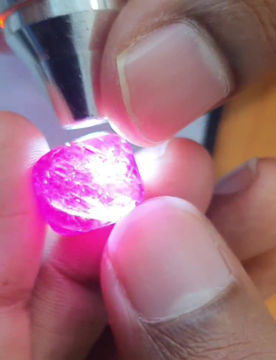 Thumbnail: Large 15 carat No Heat Burmese ruby red color cushion shape gemstone