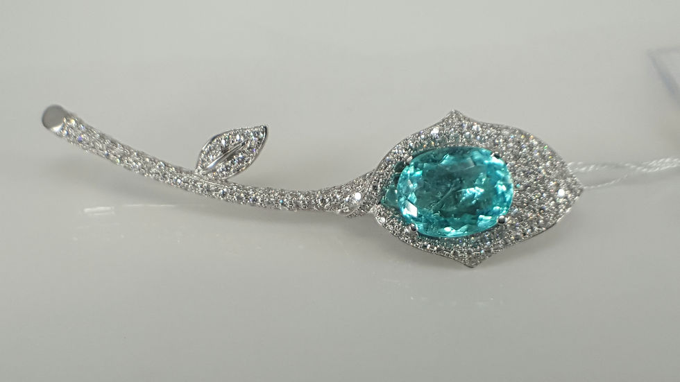 Imej kecil: Magnificent Paraiba tourmaline 8.864 ct and Diamond Broach