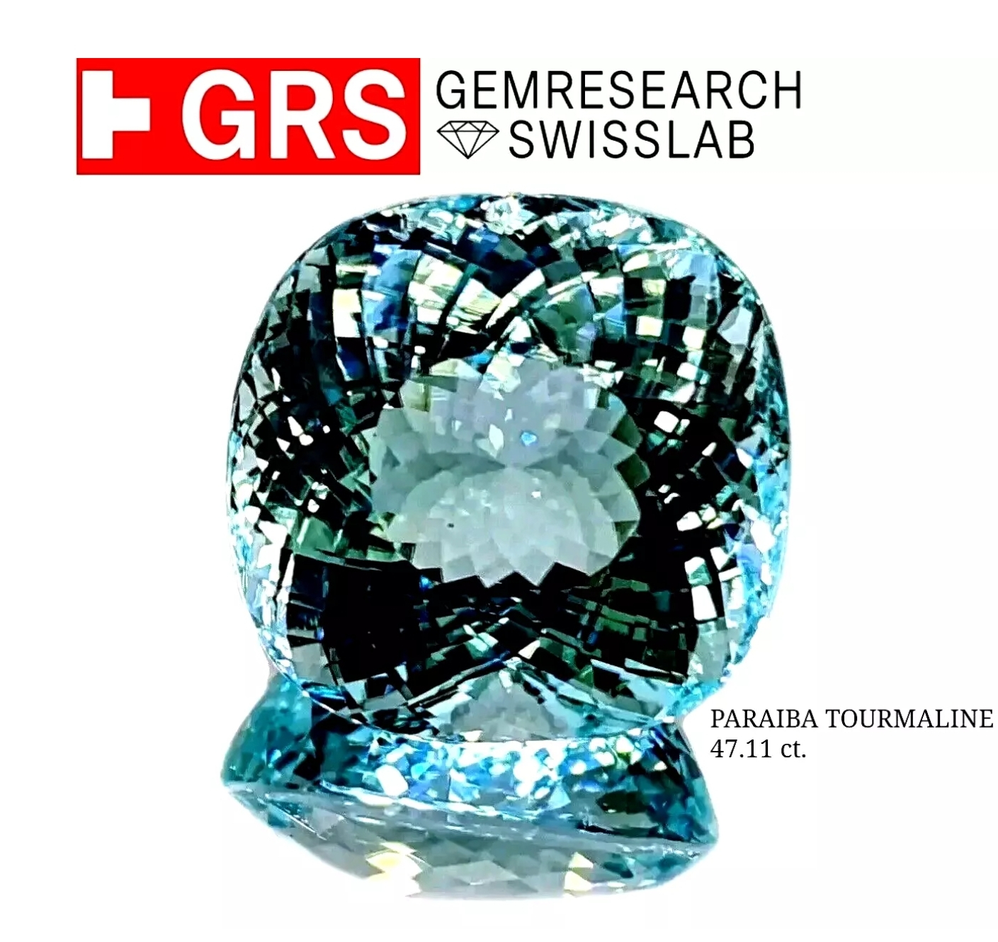 47.11 Carat GRS Certified Neon Paraiba Tourmaline | Mozambique Gem