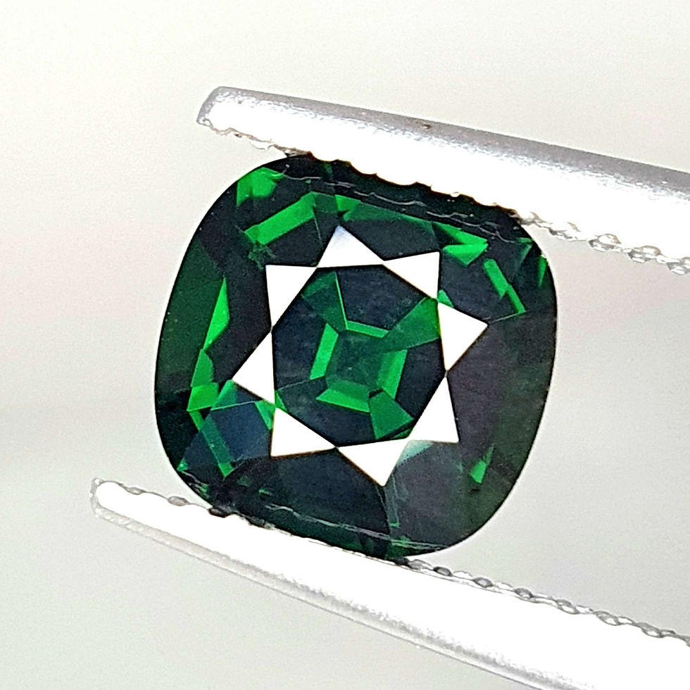 Miniature : Certified 2.35 ct Tsavorite Garnet deep Green cushion cut loose gemstone