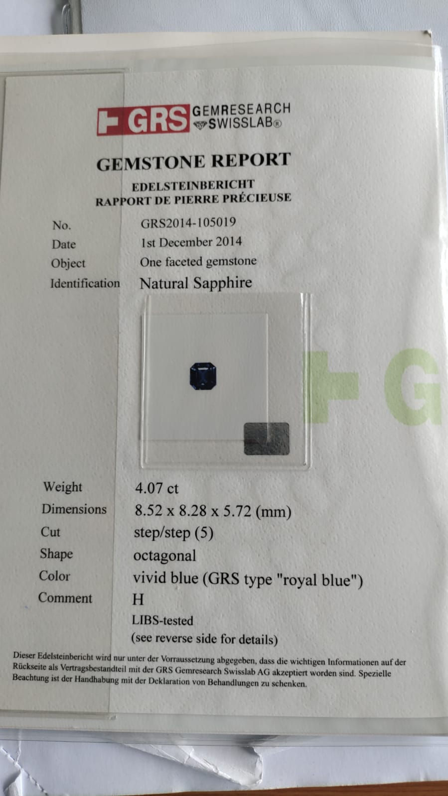 섬네일: GRS certified 4.07 ct Natural Royal Blue Sapphire from Sri Lanka